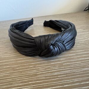 Black Knotted Leather-Look Headband